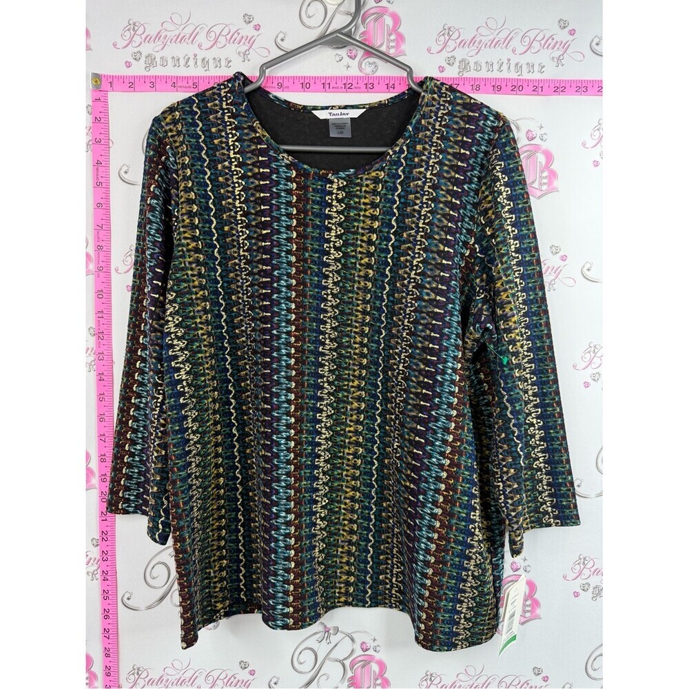TanJay shirt missy rainbow Multicolor Metallic Knit Long Sleeve Top